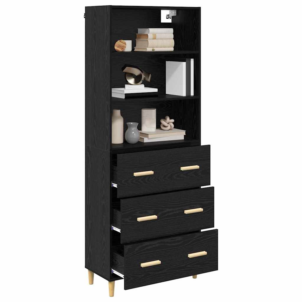 Highboard Black Oak 69.5 x 32.5 x 180 cm Engineered Wood