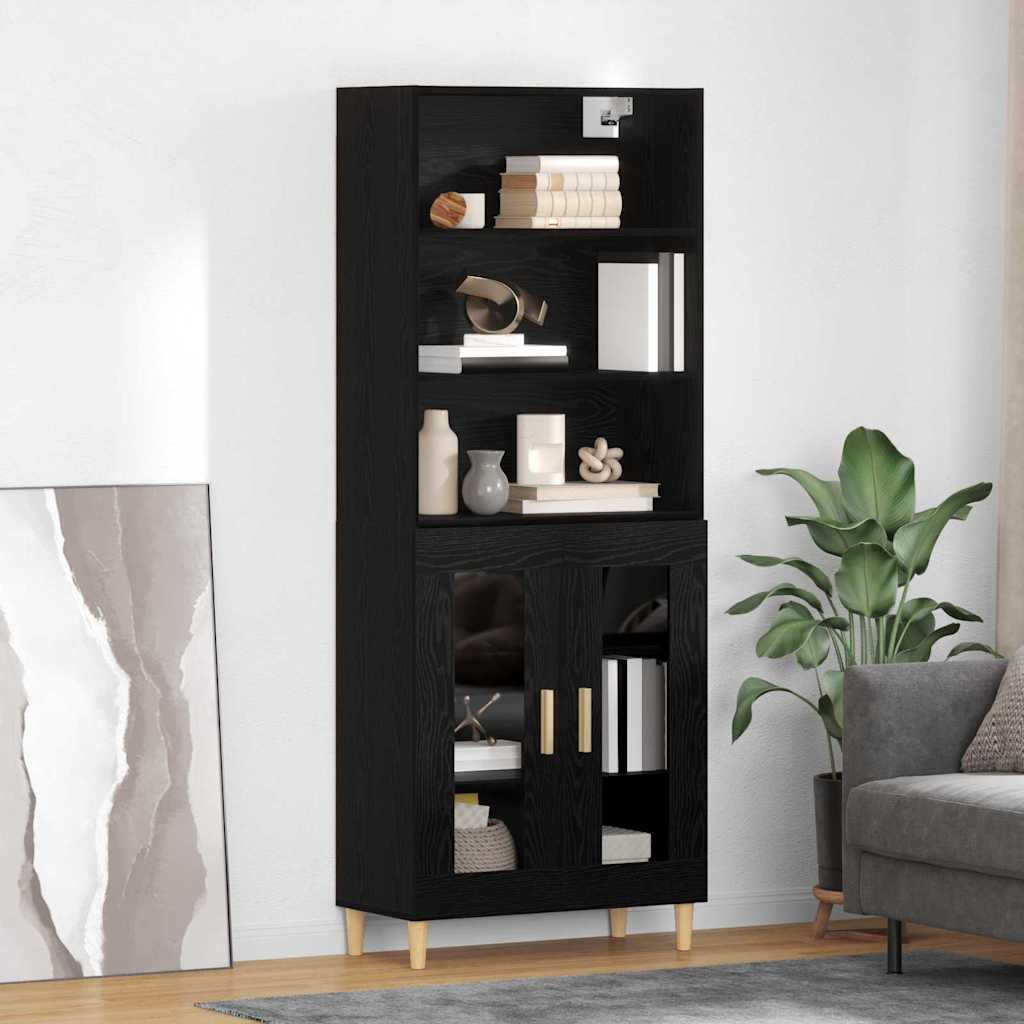 Highboard Black Oak 69.5 x 32.5 x 180 cm Engineered Wood