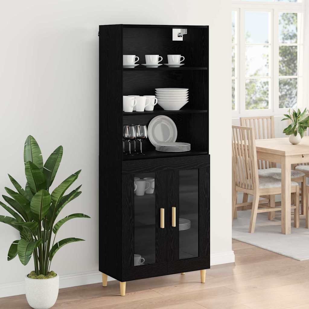 Highboard Black Oak 69.5 x 32.5 x 180 cm Engineered Wood