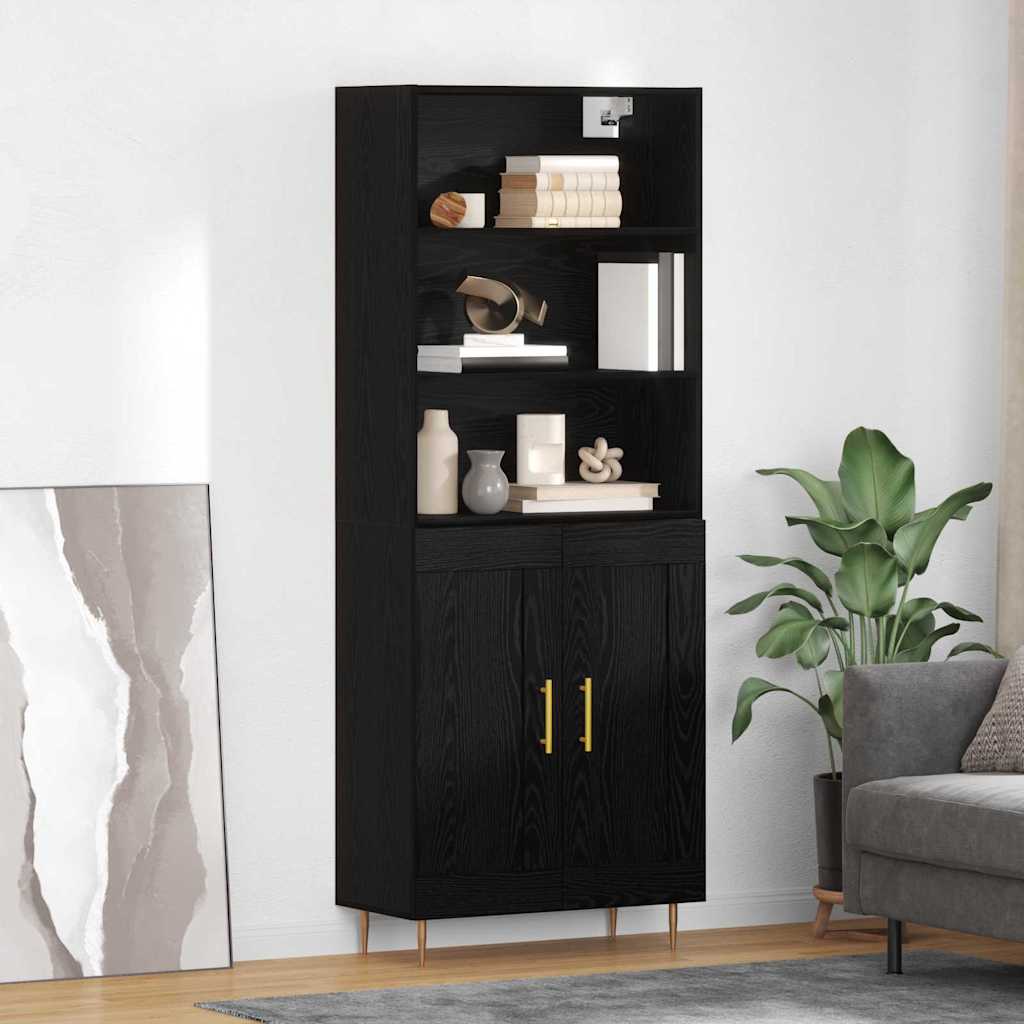 Highboard Black Oak 69.5 x 34 x 180 cm Engineered Wood