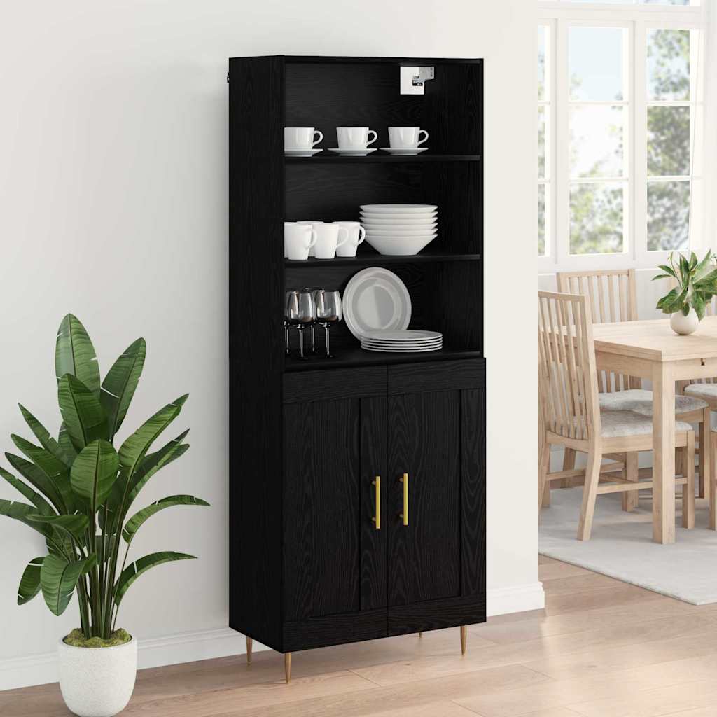 Highboard Black Oak 69.5 x 34 x 180 cm Engineered Wood