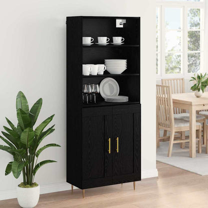 Highboard Black Oak 69.5 x 34 x 180 cm Engineered Wood