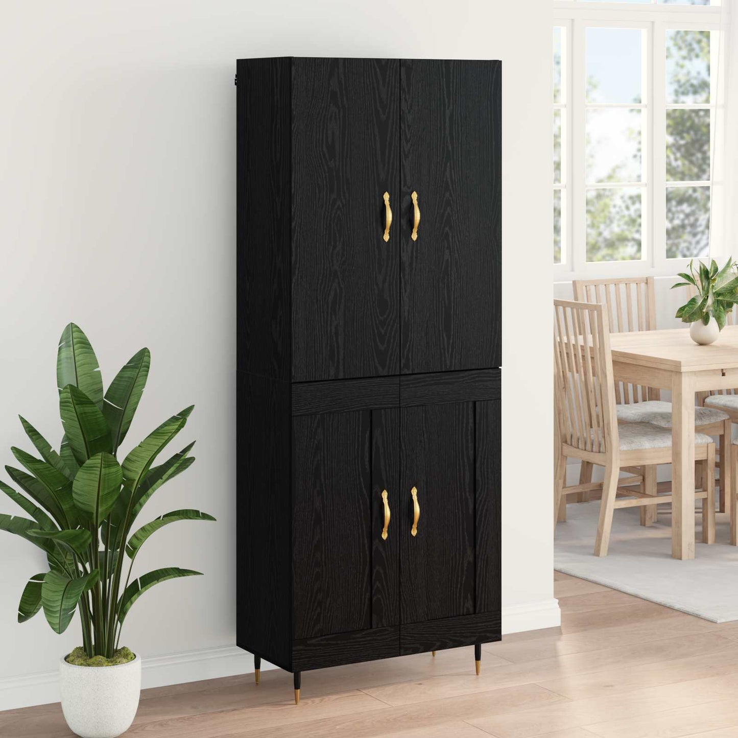 Highboard Black Oak 69.5 x 34 x 180 cm Engineered Wood