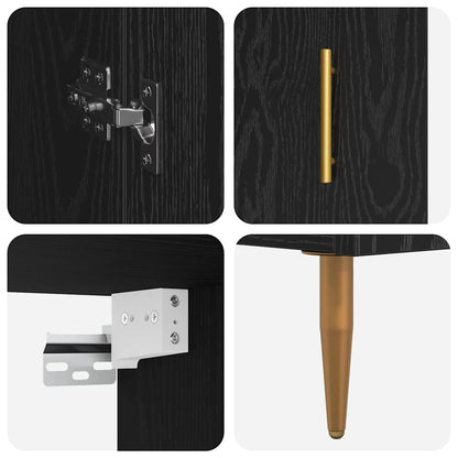 Highboard 2 pcs Black Oak Engineered Wood
