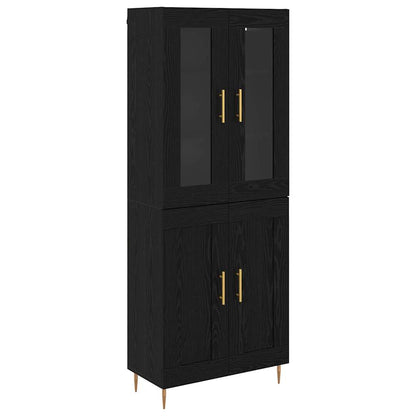 Highboard 2 pcs Black Oak Engineered Wood