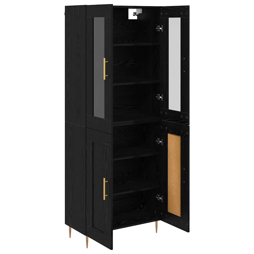 Highboard 2 pcs Black Oak Engineered Wood