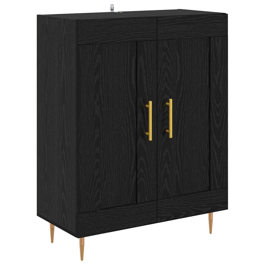 Highboard 2 pcs Black Oak Engineered Wood