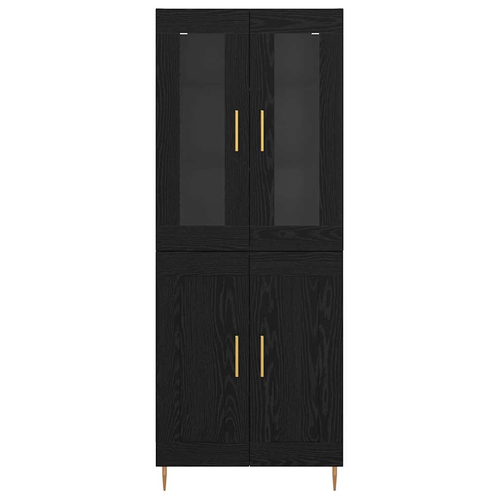 Highboard 2 pcs Black Oak Engineered Wood