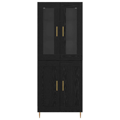 Highboard 2 pcs Black Oak Engineered Wood