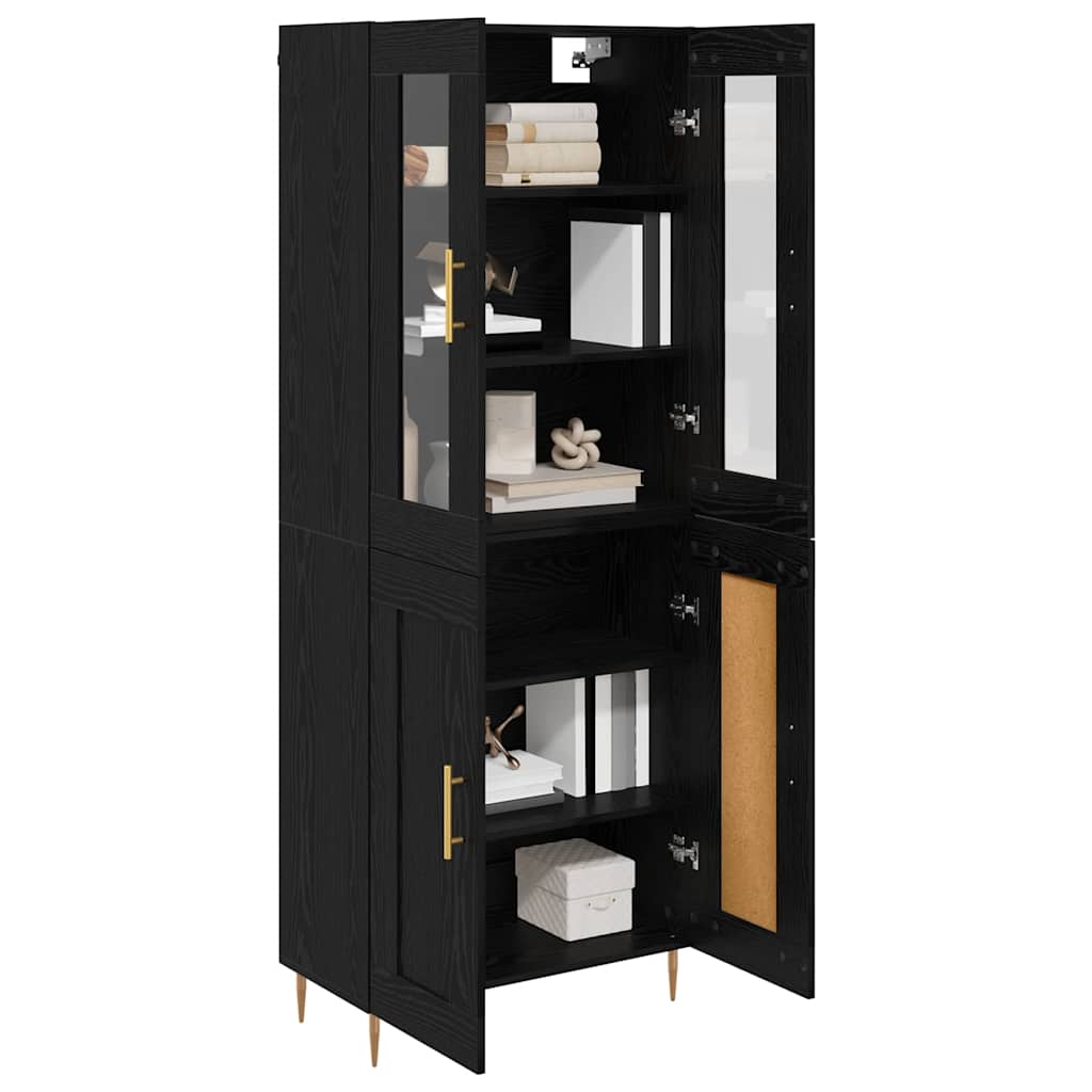 Highboard 2 pcs Black Oak Engineered Wood