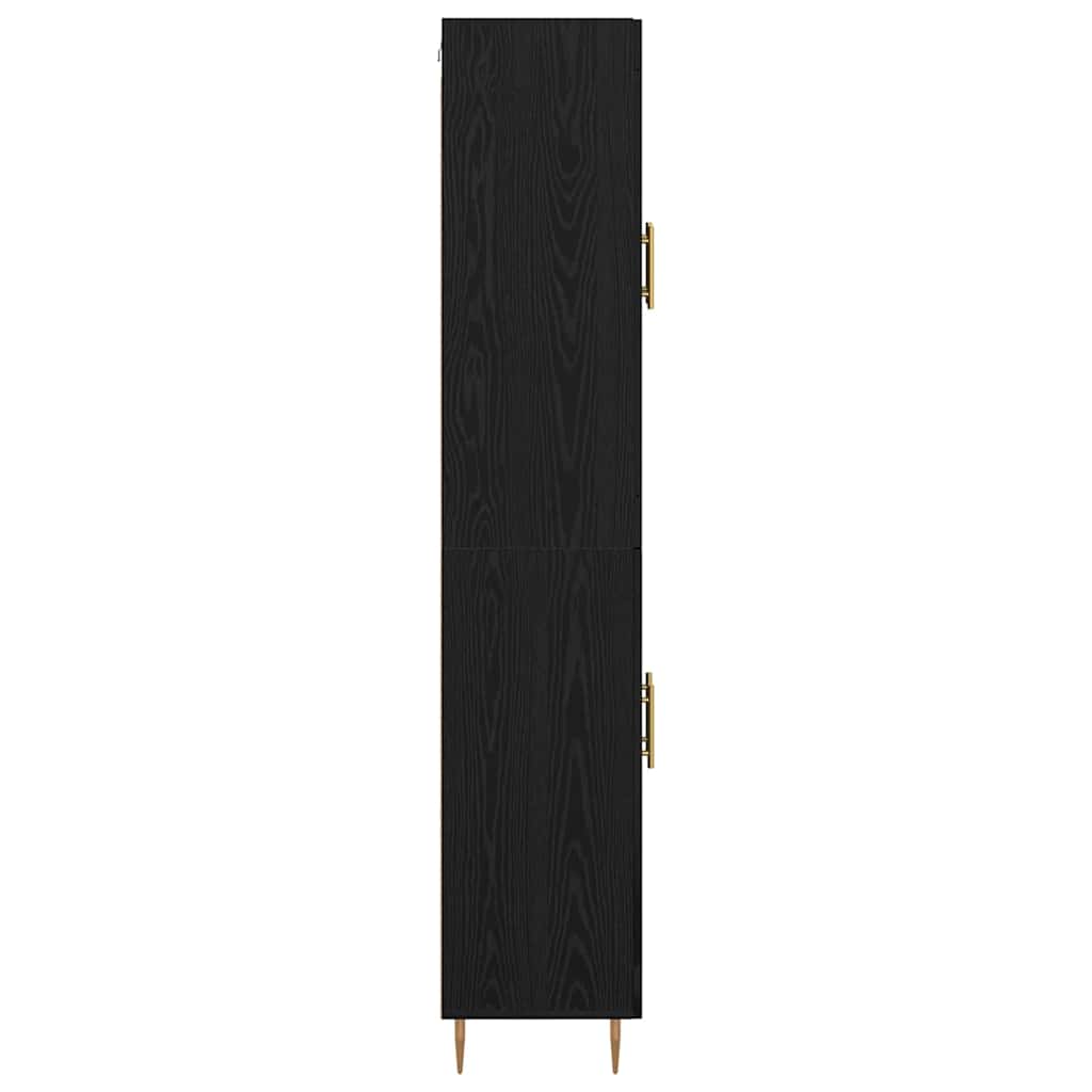 Highboard 2 pcs Black Oak Engineered Wood
