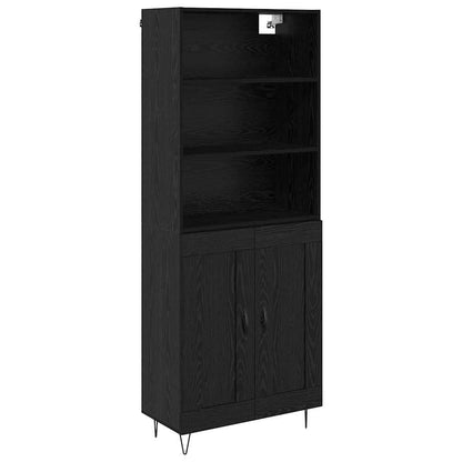 Highboard with Drawer 2 pcs Black Oak Engineered Wood