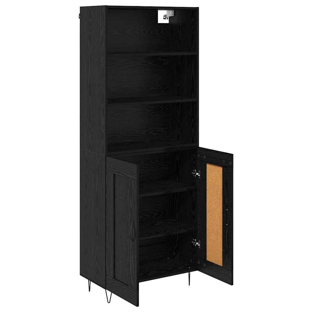 Highboard with Drawer 2 pcs Black Oak Engineered Wood