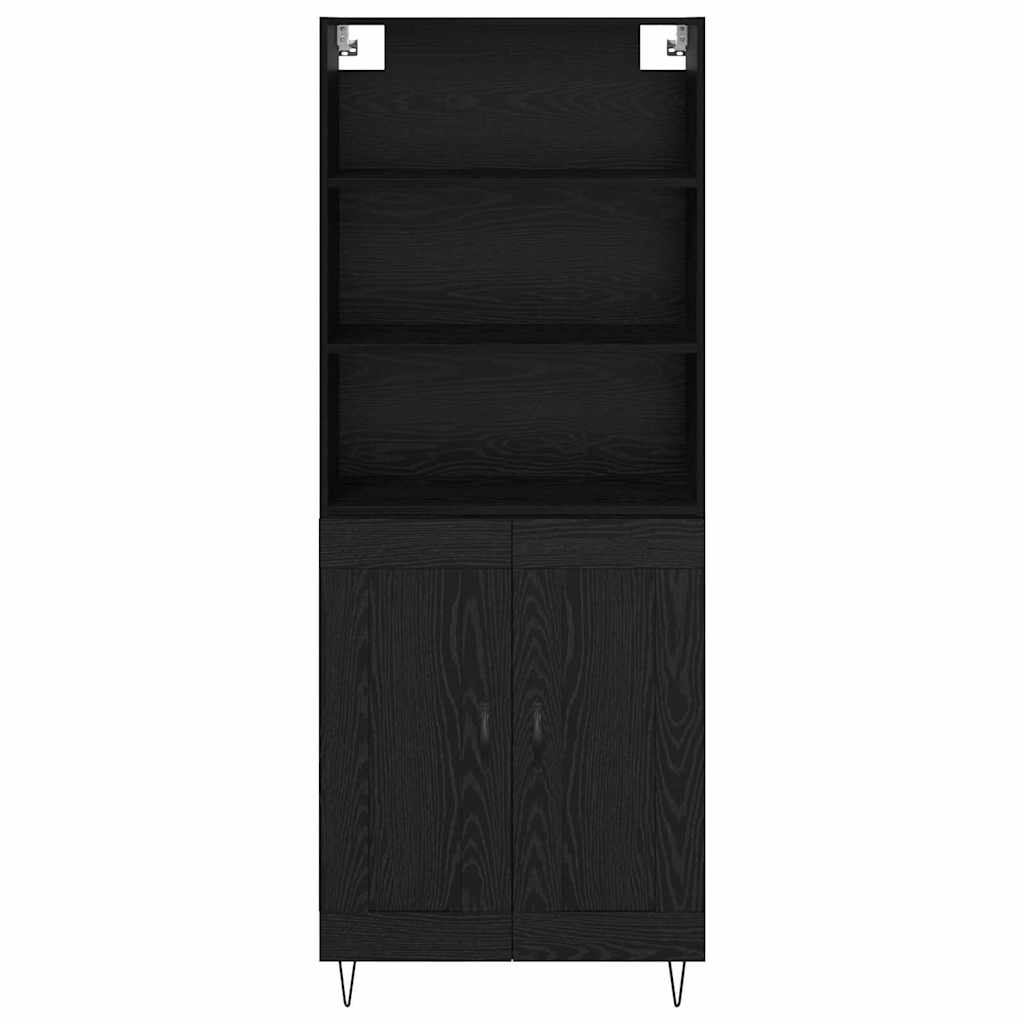 Highboard with Drawer 2 pcs Black Oak Engineered Wood