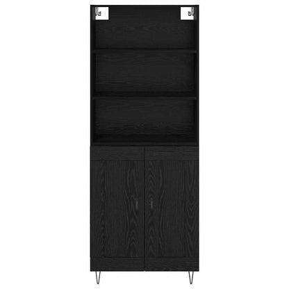 Highboard with Drawer 2 pcs Black Oak Engineered Wood