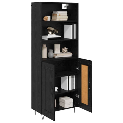 Highboard with Drawer 2 pcs Black Oak Engineered Wood
