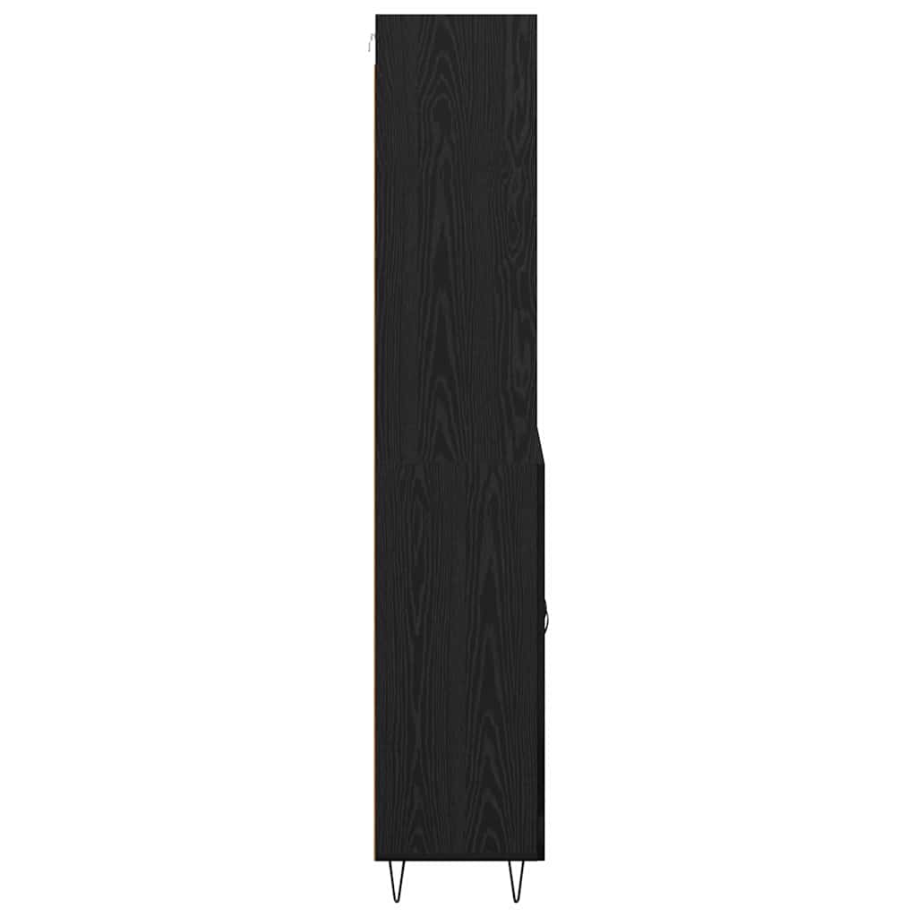 Highboard with Drawer 2 pcs Black Oak Engineered Wood