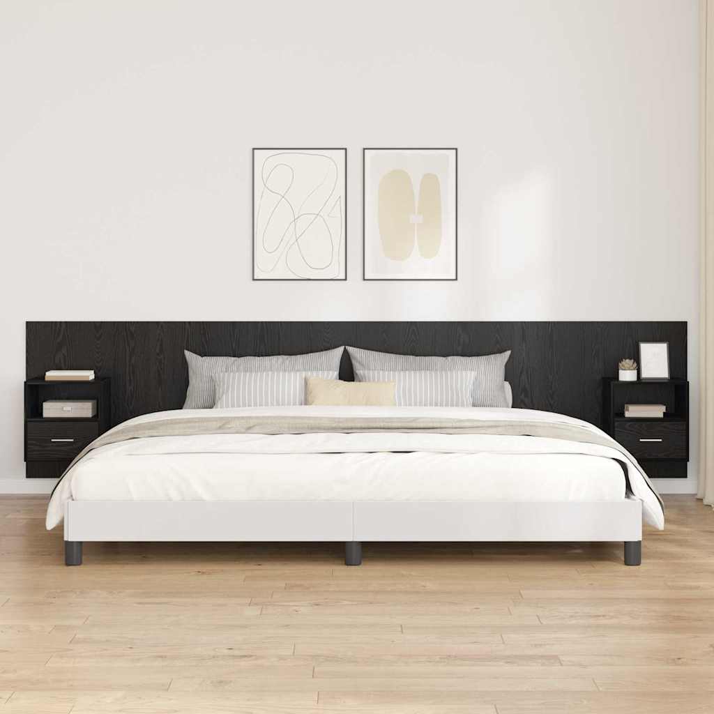 Headboard with Cabinet 3 pcs Black Oak Engineered Wood