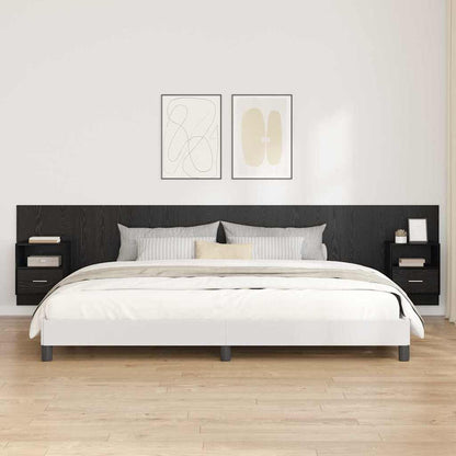 Headboard with Cabinet 3 pcs Black Oak Engineered Wood