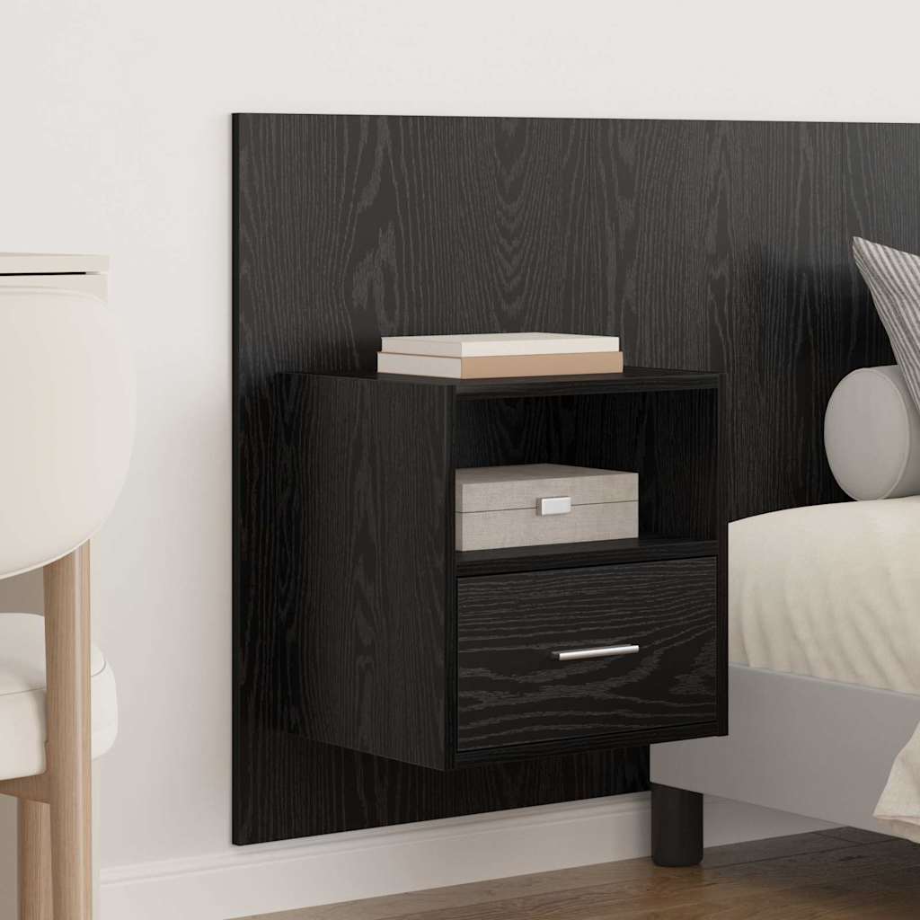 Headboard with Cabinet 3 pcs Black Oak Engineered Wood