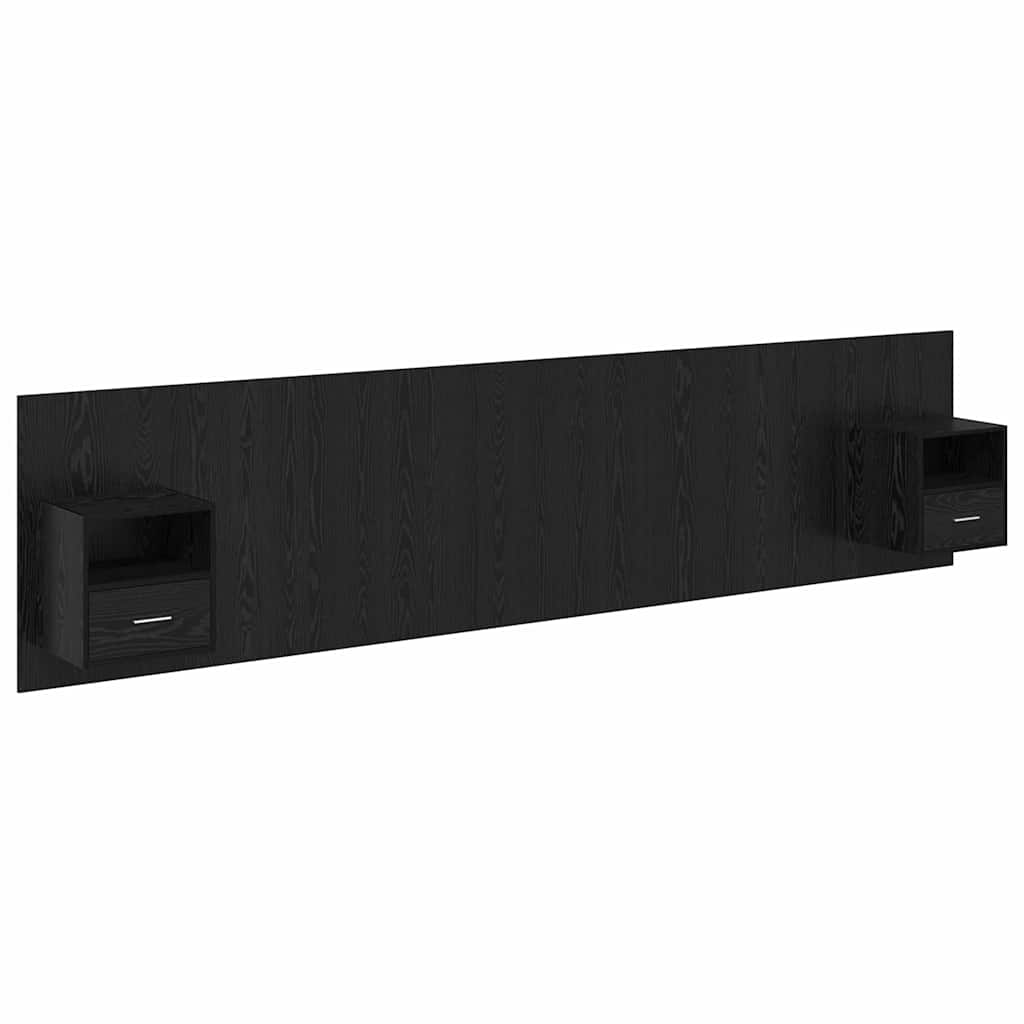Headboard with Cabinet 3 pcs Black Oak Engineered Wood