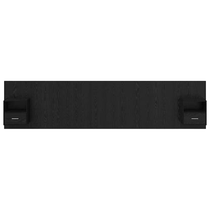 Headboard with Cabinet 3 pcs Black Oak Engineered Wood