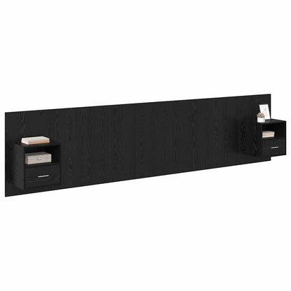 Headboard with Cabinet 3 pcs Black Oak Engineered Wood