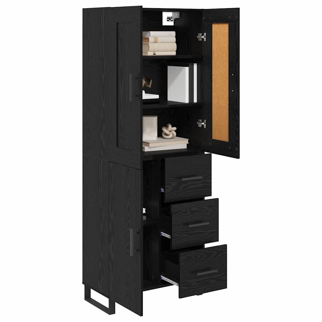 Highboard Black Oak 69.5 x 34 x 180 cm Engineered Wood