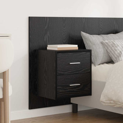 Headboard with Cabinet 3 pcs Black Oak Engineered Wood