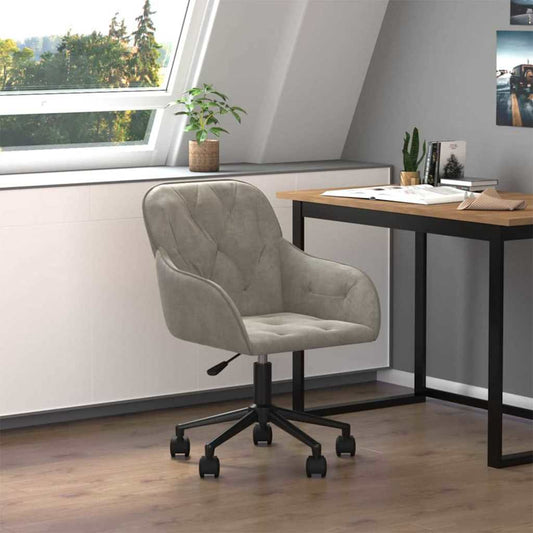 Office Chair with Wheel Light Grey 56 x 61.5 x 72 cm Velvet
