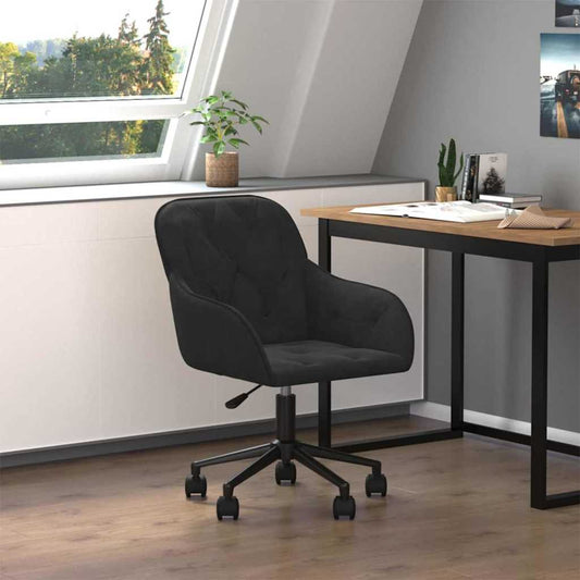 Office Chair Height Adjustable Black 56 x 61.5 x 72 cm Velvet