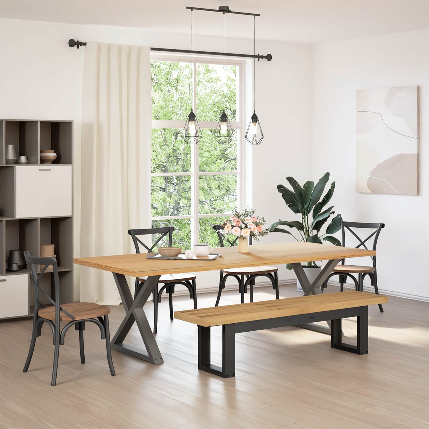 Dining Bench NOAIN 160 x 41 x 45 cm Solid Pine Wood Natural