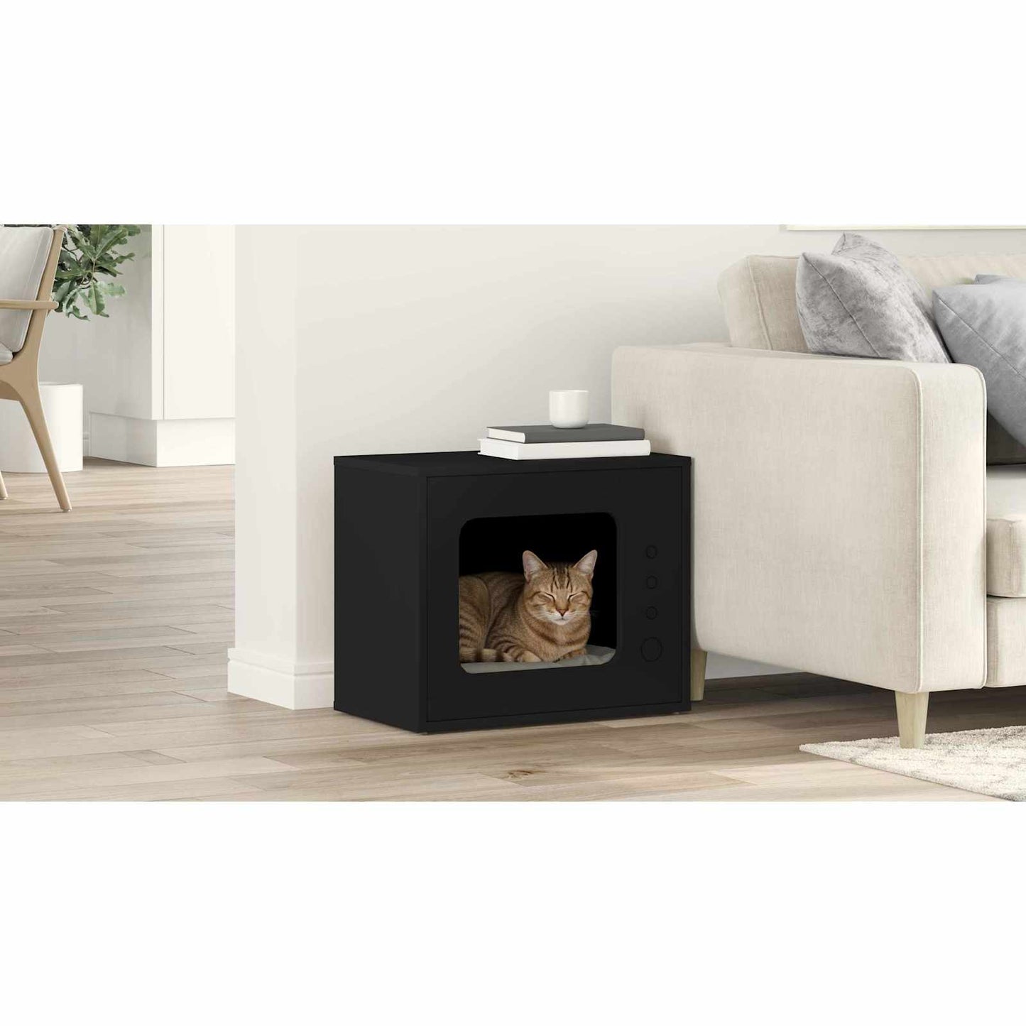 Cat House Black 51 x 30 x 42.5 cm Engineered Wood
