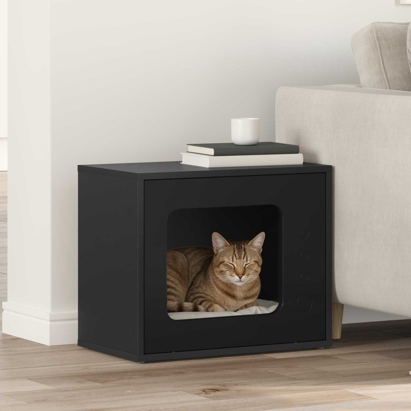 Cat House Black 51 x 30 x 42.5 cm Engineered Wood