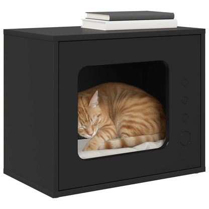 Cat House Black 51 x 30 x 42.5 cm Engineered Wood