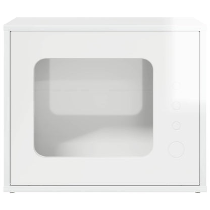 Cat House Gloss White 51 x 30 x 42.5 cm Engineered Wood