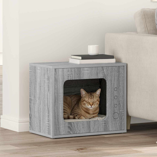 Cat House Grey Sonoma 51 x 30 x 42 cm Engineered Wood
