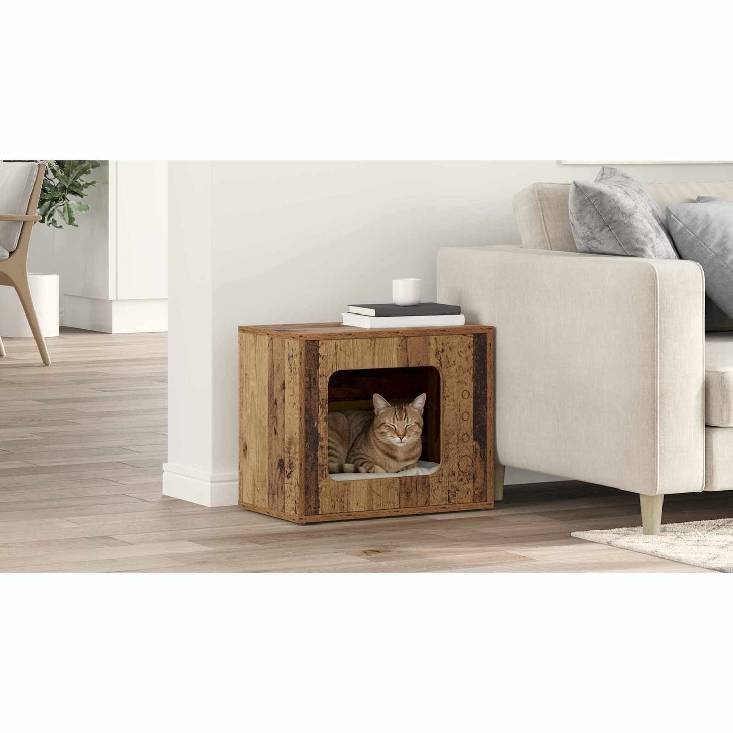 Cat House Old Wood 51 x 30 x 42.5 cm Engineered Wood