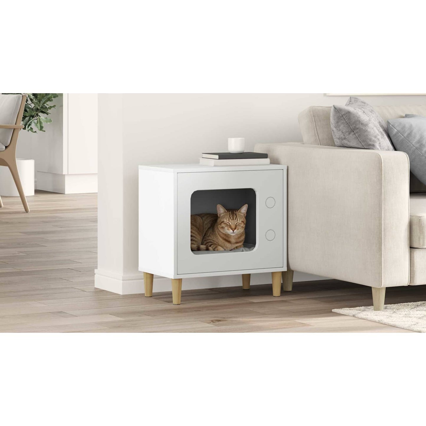 Cat House White 51 x 30 x 52 cm Engineered Wood