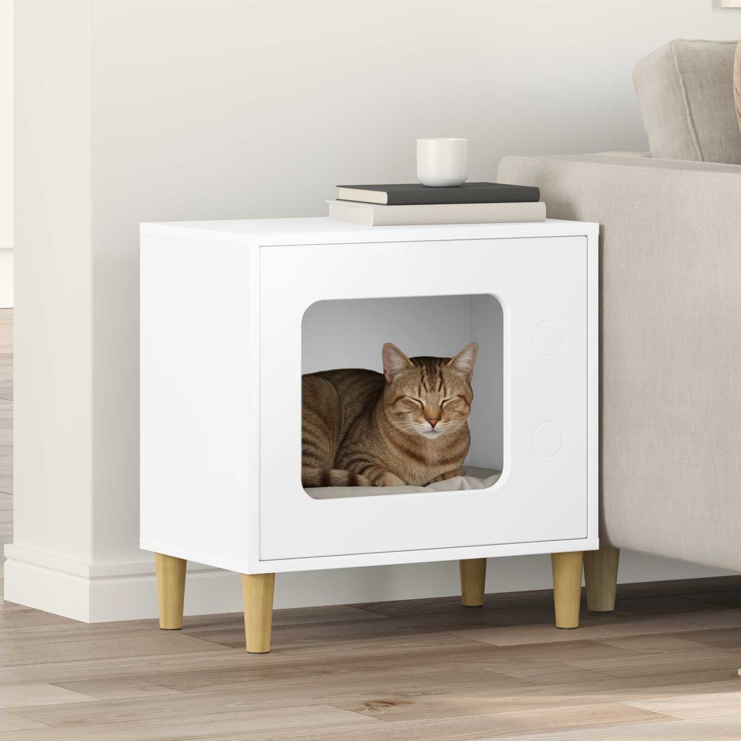 Cat House White 51 x 30 x 52 cm Engineered Wood