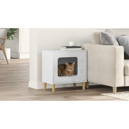 Cat House Gloss White 51 x 30 x 52 cm Engineered Wood