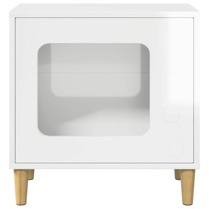 Cat House Gloss White 51 x 30 x 52 cm Engineered Wood