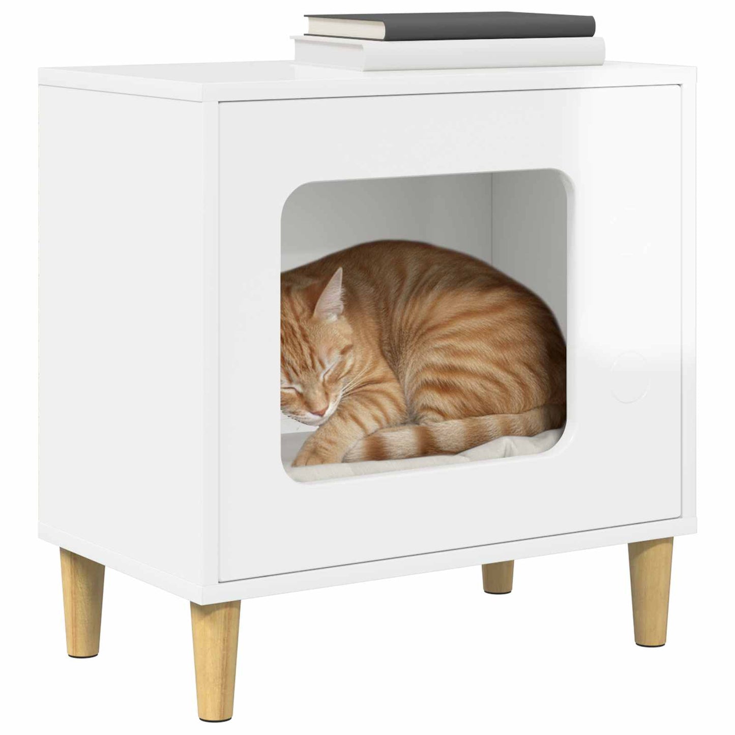 Cat House Gloss White 51 x 30 x 52 cm Engineered Wood
