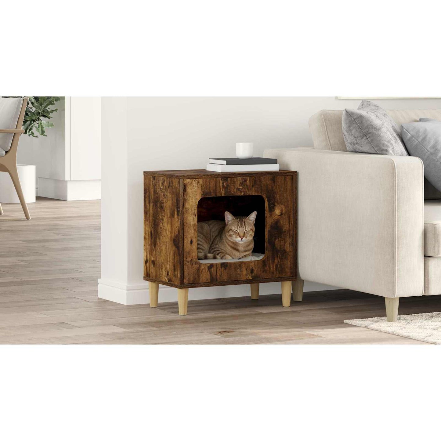 Cat House Smoked Oak 51 x 30 x 52 cm Engineered Wood