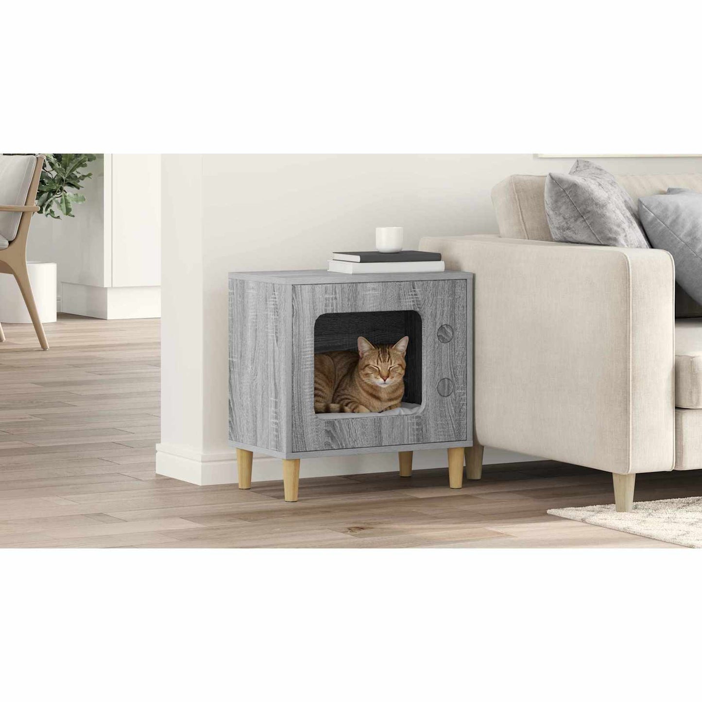 Cat House Grey Sonoma 51 x 30 x 52 cm Engineered Wood