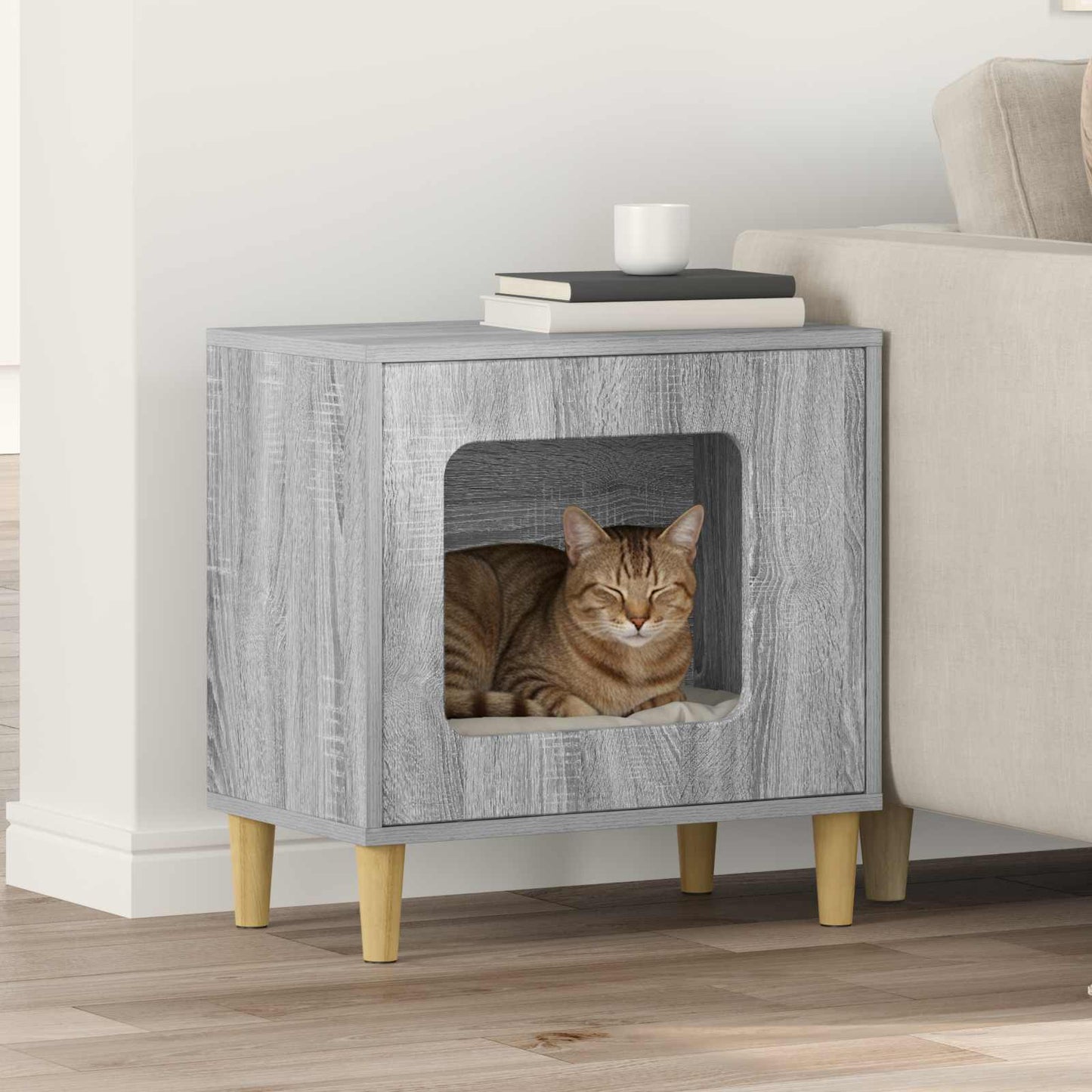 Cat House Grey Sonoma 51 x 30 x 52 cm Engineered Wood