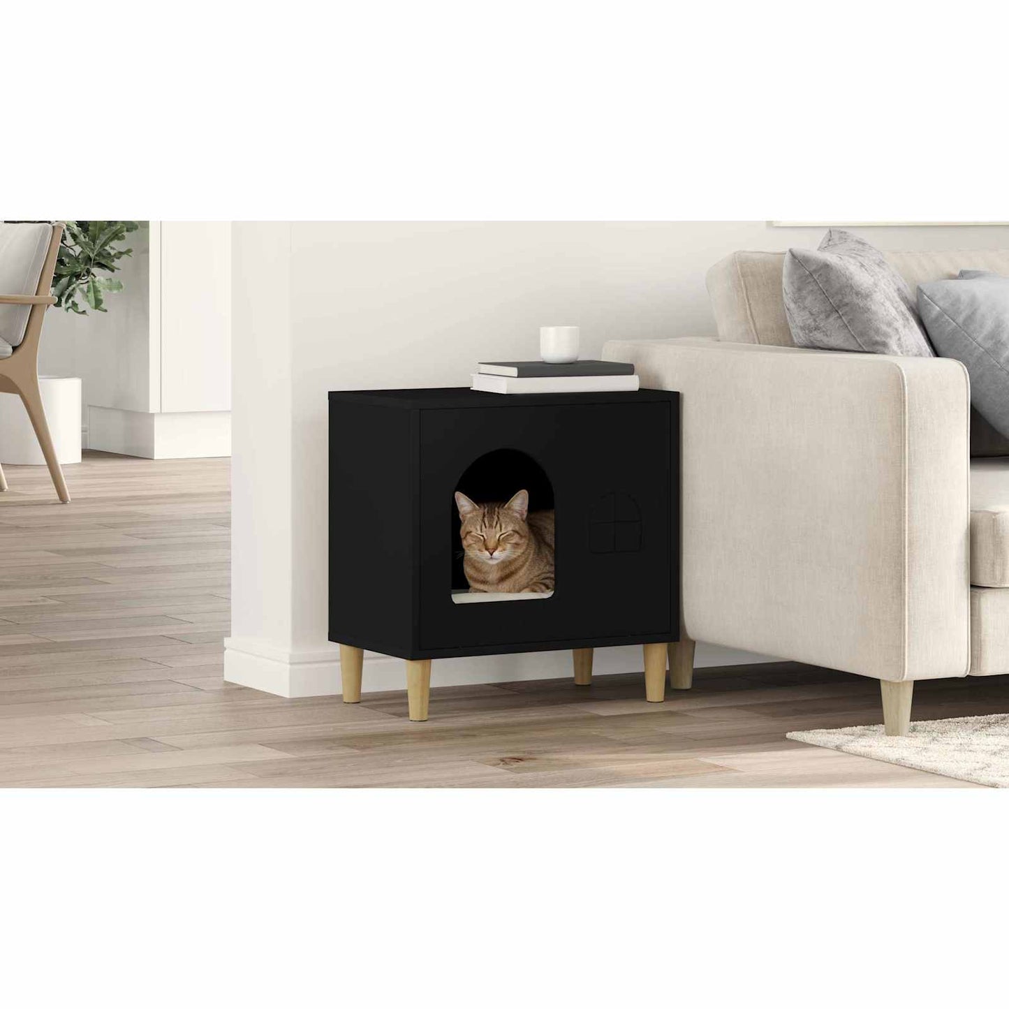 Cat House Black 51 x 30 x 52 cm Engineered Wood