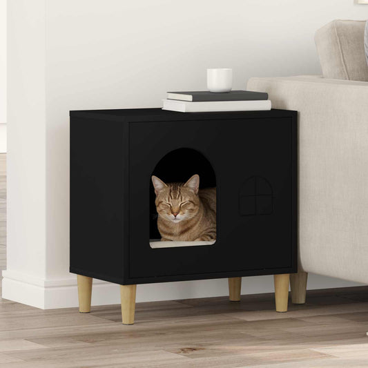 Cat House Black 51 x 30 x 52 cm Engineered Wood