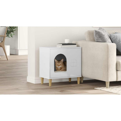 Cat House Gloss White 51 x 30 x 52 cm Engineered Wood