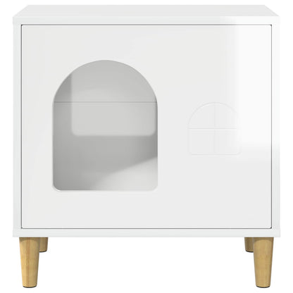 Cat House Gloss White 51 x 30 x 52 cm Engineered Wood